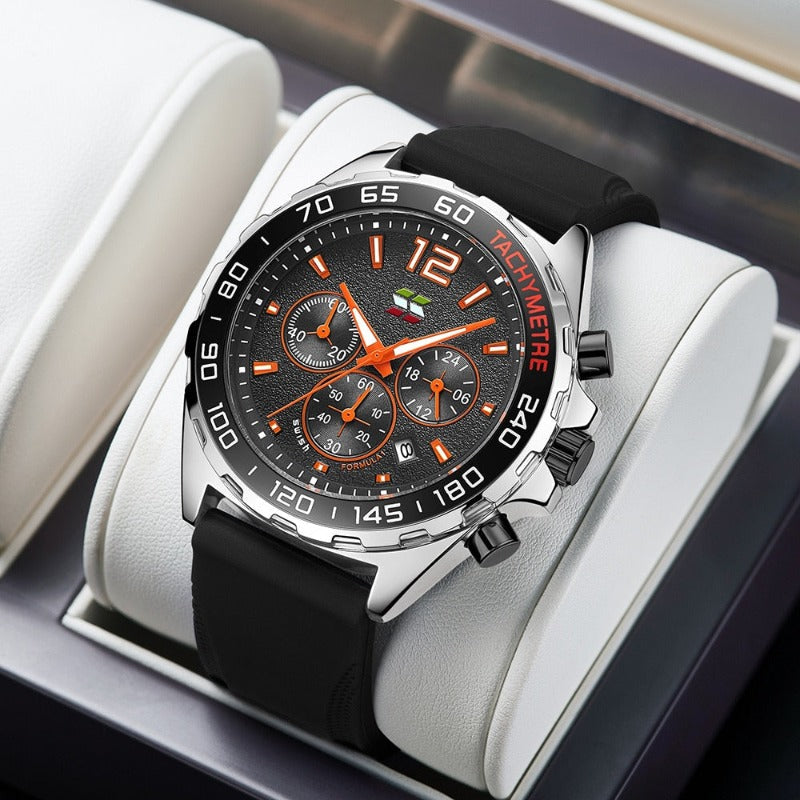 Valcien- Luxury Chronograph Watch Detail | Racing-Inspired Men's Watch