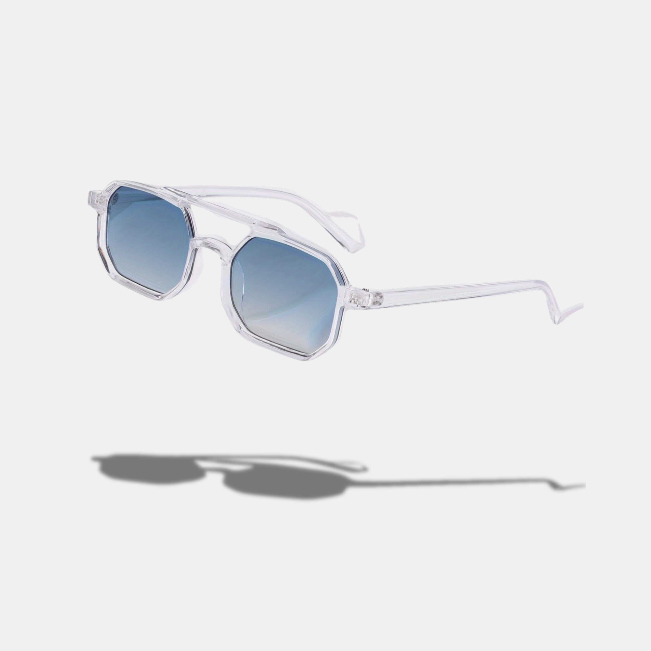 Valcien- Geometric Clear Frame Sunglasses – Transparent Octagon Shades with Gradient Lenses | Unisex UV400