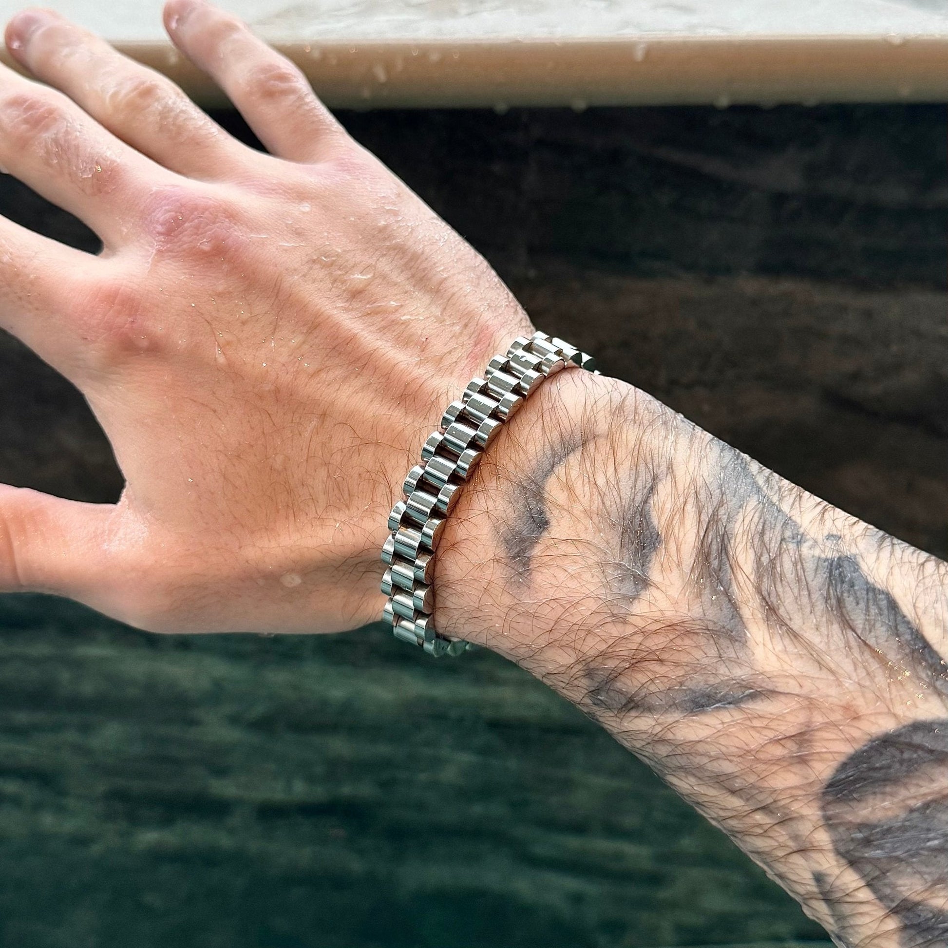 Valcien- Watch-Link Bracelet – Stainless Steel Luxury Chain Bracelet for Men | Polished Silver Finish