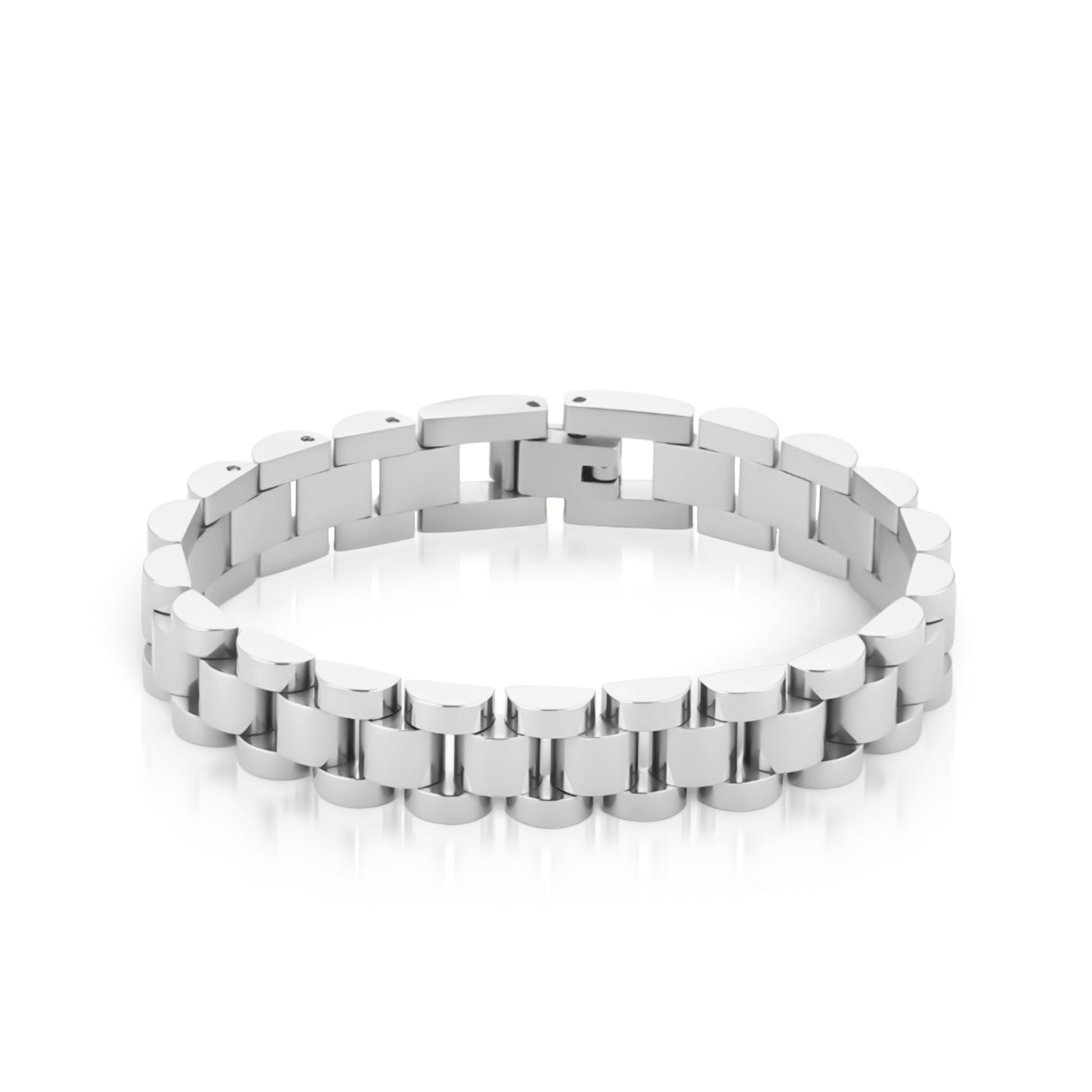 Valcien- Watch-Link Bracelet – Stainless Steel Luxury Chain Bracelet for Men | Polished Silver Finish