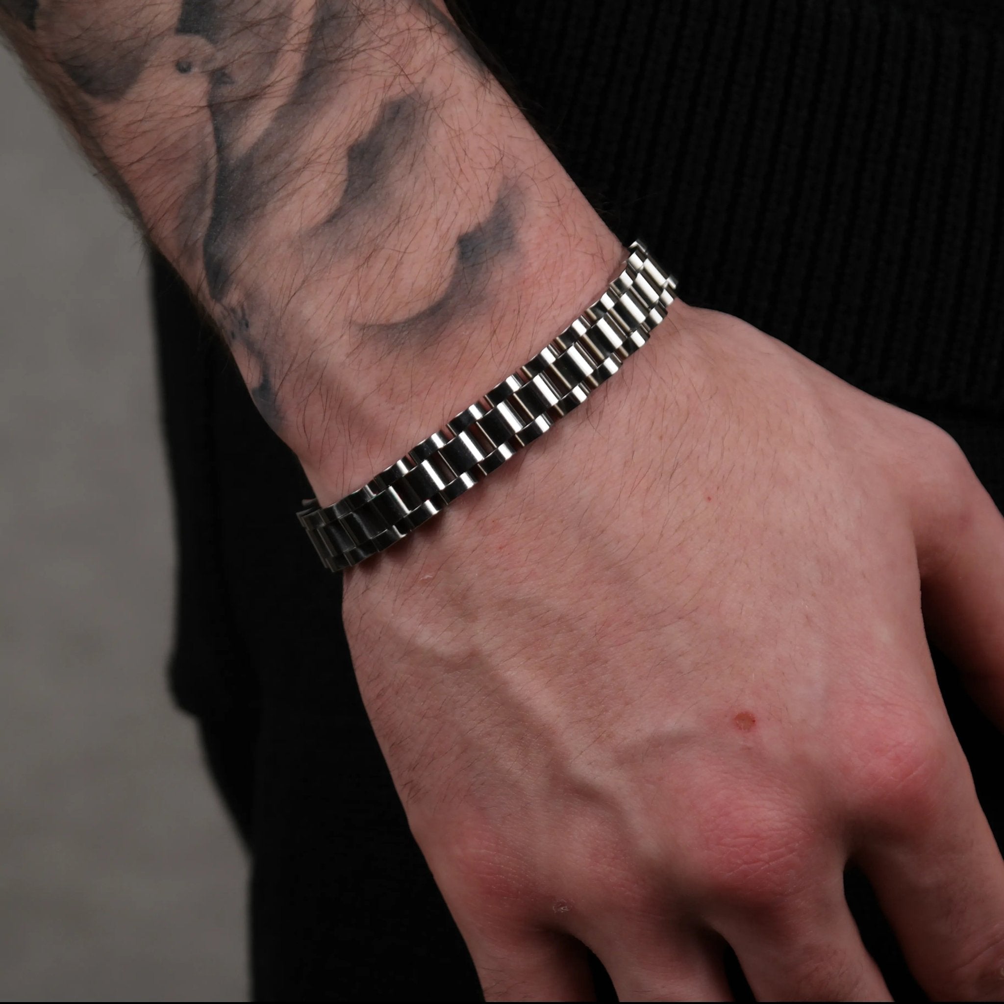 Valcien- Watch-Link Bracelet – Stainless Steel Luxury Chain Bracelet for Men | Polished Silver Finish