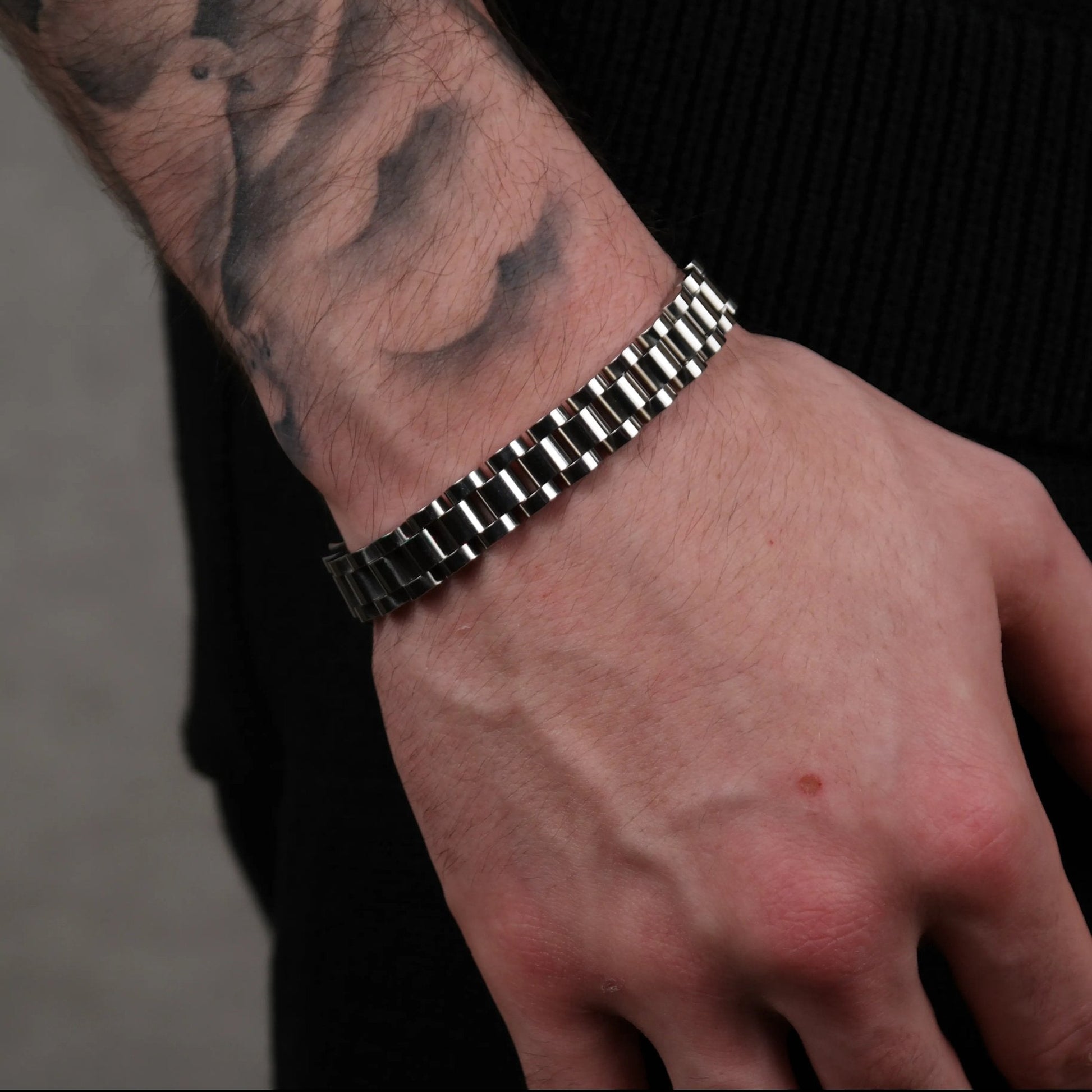 Valcien- Watch-Link Bracelet – Stainless Steel Luxury Chain Bracelet for Men | Polished Silver Finish