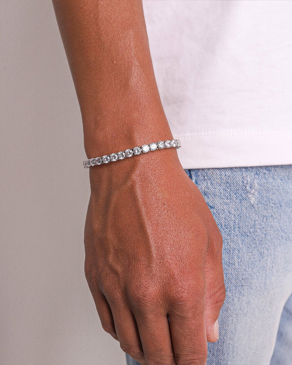 TENNISBOY ARMBAND. - 5MM WITGOUD
